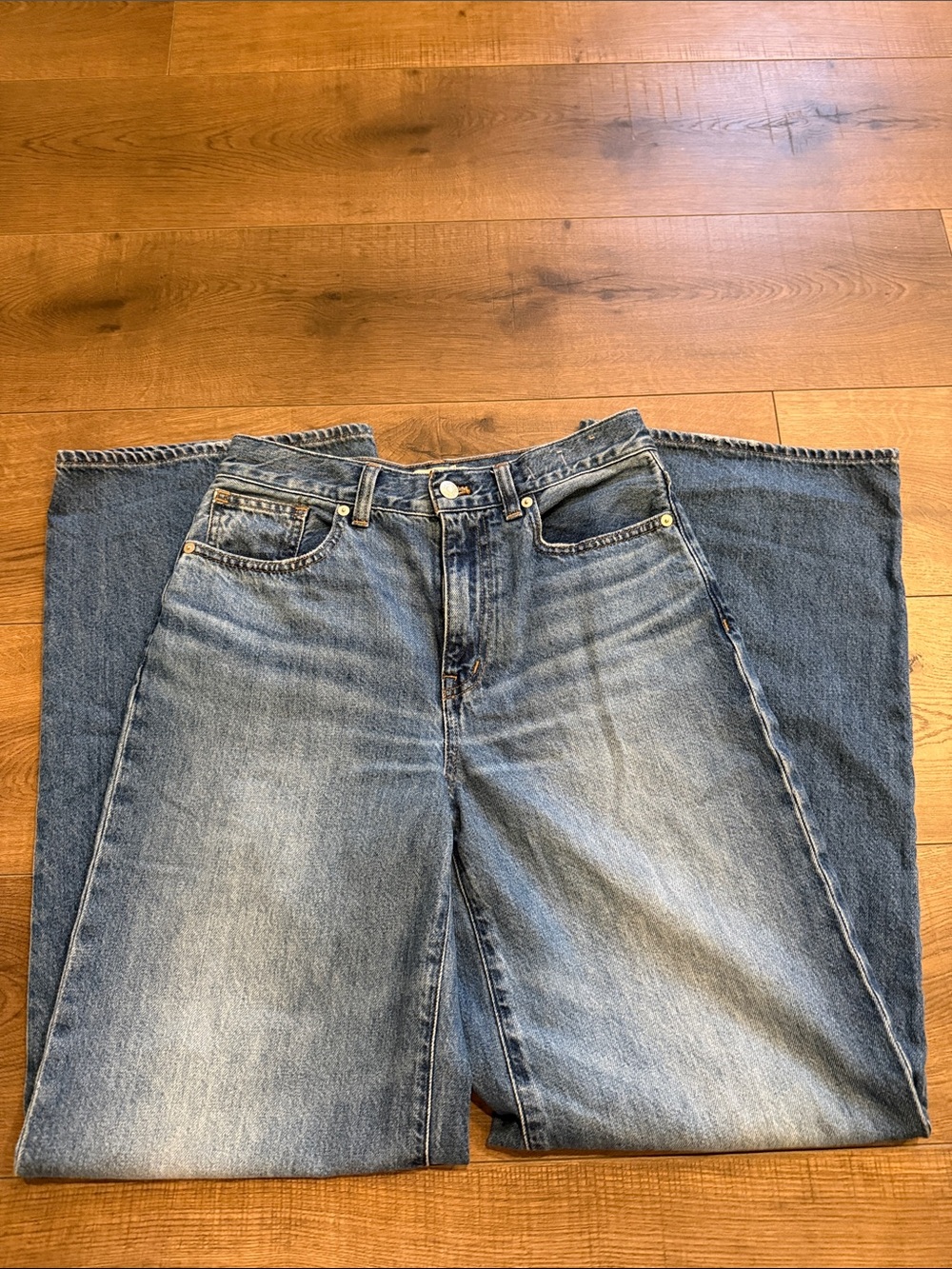 Madewell Wide-Leg Flare Jeans in Light Blue Wash